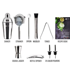 Service à cocktail en acier - 10 pièces