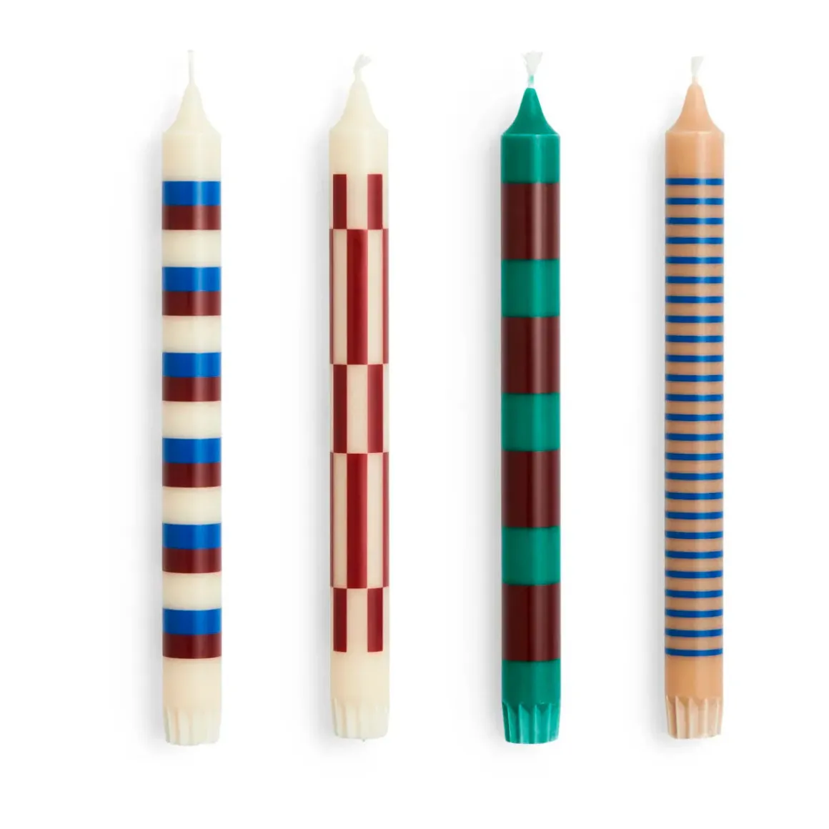 Set de 4 Bougies Pattern - Vert/Bleu/Marron