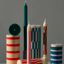 Set de 4 Bougies Pattern - Vert/Bleu/Marron