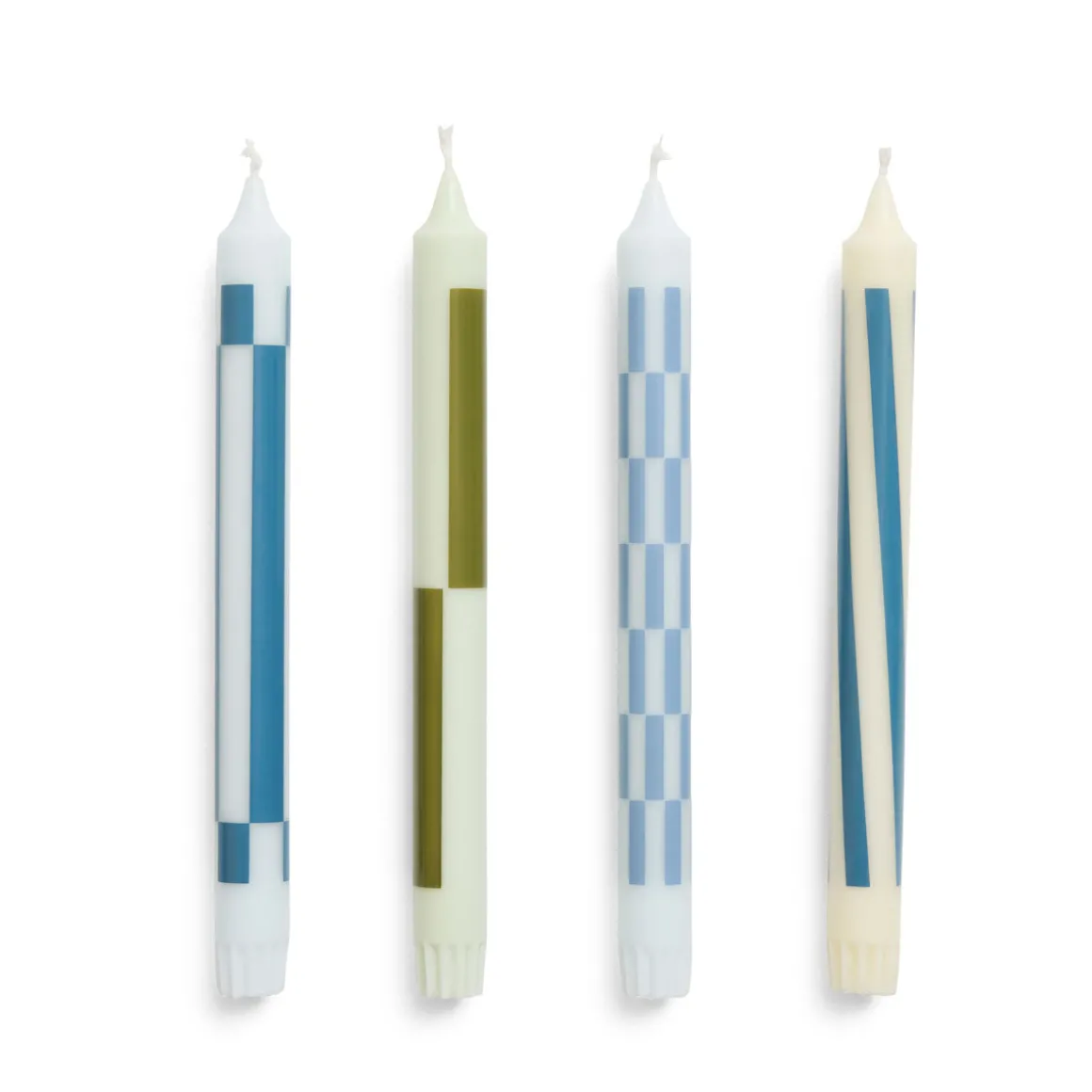 Set de 4 Bougies Pattern - Vert u0026 Bleu