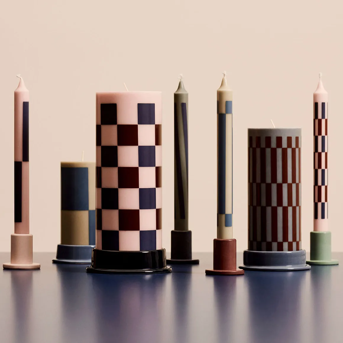 Set de 4 Bougies Pattern - Pink u0026 Blues