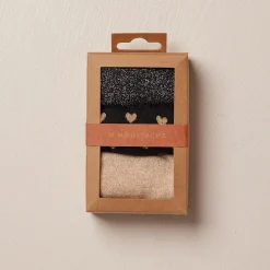 Set de 3 chaussettes fantaisie - Petit Coeur Noir Doré