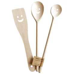 Set de 3 Couverts Happy Spoon - Cuillères et Spatule Bois