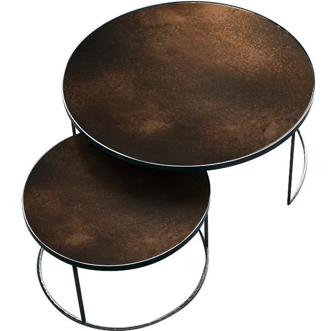Set de 2 tables tables gigognes Nesting - Antique Bronze - Ø 92 cm