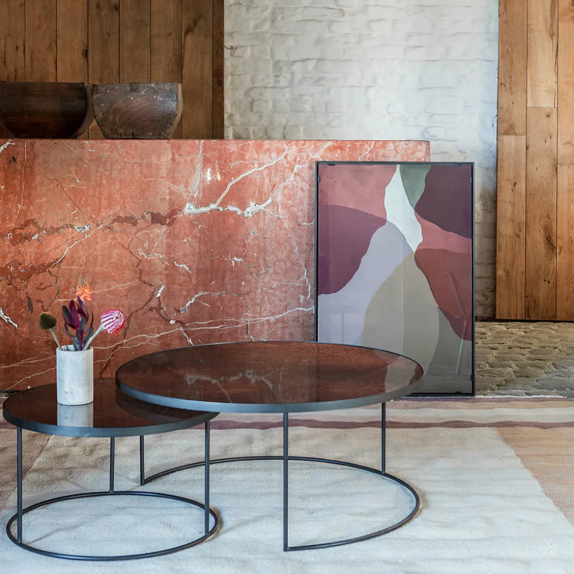 Set de 2 tables tables gigognes Nesting - Antique Bronze - Ø 92 cm