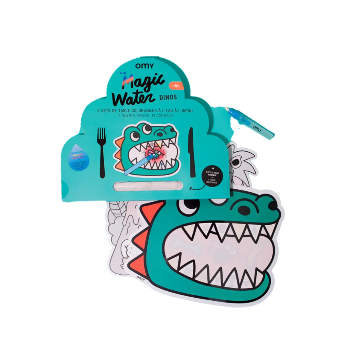 Set de table à colorier Magic Water - Dinos