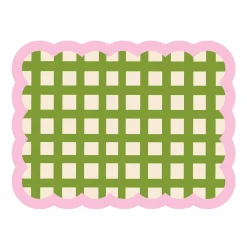 Set de table Biscotti à Carreaux - 38 cm x 48 cm - Kaki u0026 Rose