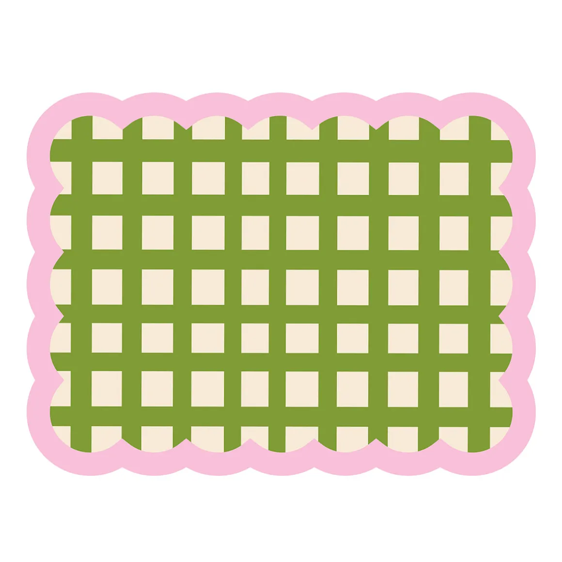 Set de table Biscotti à Carreaux - 38 cm x 48 cm - Kaki u0026 Rose