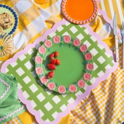 Set de table Biscotti à Carreaux - 38 cm x 48 cm - Kaki u0026 Rose