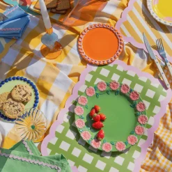 Set de table Biscotti à Carreaux - 38 cm x 48 cm - Kaki u0026 Rose