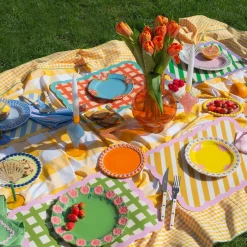 Set de table Biscotti à Carreaux - 38 cm x 48 cm - Kaki u0026 Rose