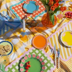 Set de table Biscotti à Carreaux - 38 cm x 48 cm - Kaki u0026 Rose