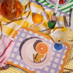 Set de table Biscotti à Carreaux - 38 cm x 48 cm - Lilas u0026 Orange