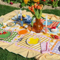 Set de table Biscotti à Carreaux - 38 cm x 48 cm - Lilas u0026 Orange