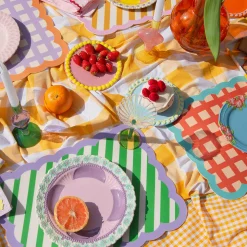 Set de table Biscotti à Rayures - 38 cm x 48 cm - Vert u0026 Violet