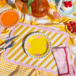Set de table Biscotti à Rayures - 38 cm x 48 cm - Ocre u0026 Rose