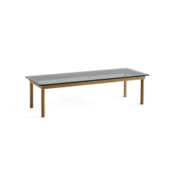 Table basse Kofi Chêne Massif u0026 Verre Teinté Gris - l 140 x L 50 x h 36 cm