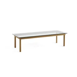 Table basse Kofi Chêne Massif u0026 Verre Clair - l 140 x L 50 x h 36 cm