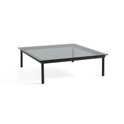 Table basse Kofi Chêne Massif Noir u0026 Verre Teinté Gris - l 120 x L 120 x h 36 cm