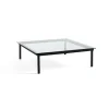 Table basse Kofi Chêne Massif Noir u0026 Verre Clair - l 120 x L 120 x h 36 cm