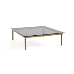 Table basse Kofi Chêne Massif u0026 Verre Teinté Gris - l 120 x L 120 x h 36 cm