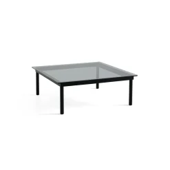 Table basse Kofi Chêne Massif Noir u0026 Verre Teinté Gris - l 100 x L 100 x h 36 cm