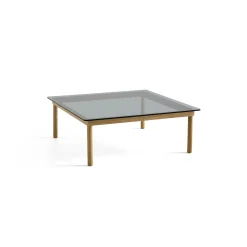 Table basse Kofi Chêne Massif u0026 Verre Teinté Gris - l 100 x L 100 x h 36 cm