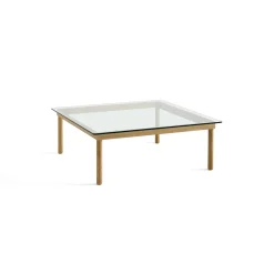 Table basse Kofi Chêne Massif u0026 Verre Clair - l 100 x L 100 x h 36 cm