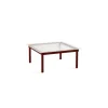 Table basse Kofi Chêne Massif Rouge Grange u0026 Verre Roseau Transparent - l 80 x L 80 x h 36 cm