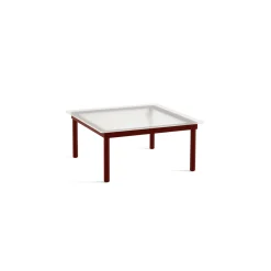 Table basse Kofi Chêne Massif Rouge Grange u0026 Verre Roseau Transparent - l 80 x L 80 x h 36 cm