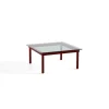 Table basse Kofi Chêne Massif Rouge Grange u0026 Verre Teinté Gris - l 80 x L 80 x h 36 cm