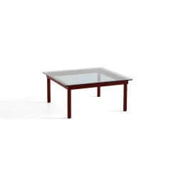 Table basse Kofi Chêne Massif Rouge Grange u0026 Verre Teinté Gris - l 80 x L 80 x h 36 cm