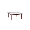 Table basse Kofi Chêne Massif Rouge Grange u0026 Verre Clair - l 80 x L 80 x h 36 cm