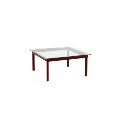 Table basse Kofi Chêne Massif Rouge Grange u0026 Verre Clair - l 80 x L 80 x h 36 cm