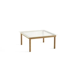 Table basse Kofi Chêne Massif u0026 Verre Roseau Transparent - l 80 x L 80 x h 36 cm