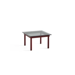 Table basse Kofi Chêne Massif Rouge Grange u0026 Verre Teinté Gris - l 60 x L 60 x h 36 cm