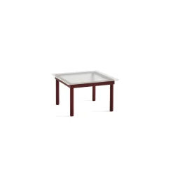 Table basse Kofi Chêne Massif Rouge Grange u0026 Verre Roseau Transparent - l 60 x L 60 x h 36 cm