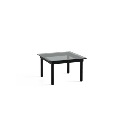Table basse Kofi Chêne Massif Noir u0026 Verre Teinté Gris - l 60 x L 60 x h 36 cm
