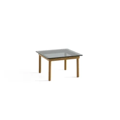 Table basse Kofi Chêne Massif u0026 Verre Teinté Gris - l 60 x L 60 x h 36 cm