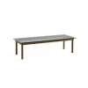 Table basse Kofi Noyer Massif u0026 Verre Teinté Gris - l 140 x L 50 x h 36 cm