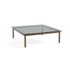 Table basse Kofi Noyer Massif u0026 Verre Teinté Gris - l 120 x L 120 x h 36 cm