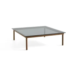 Table basse Kofi Noyer Massif u0026 Verre Teinté Gris - l 120 x L 120 x h 36 cm
