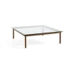 Table basse Kofi Noyer Massif u0026 Verre Clair - l 120 x L 120 x h 36 cm