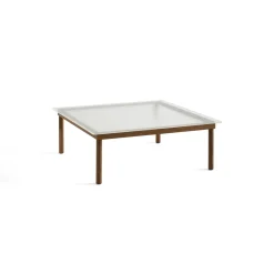 Table basse Kofi Noyer Massif u0026 Verre Roseau Transparent - l 100 x L 100 x h 36 cm