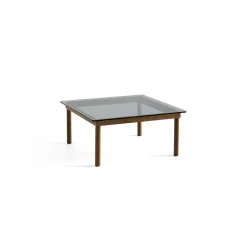 Table basse Kofi Noyer Massif u0026 Verre Teinté Gris - l 80 x L 80 x h 36 cm