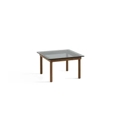 Table basse Kofi Noyer Massif u0026 Verre Teinté Gris - l 60 x L 60 x h 36 cm