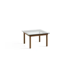 Table basse Kofi Noyer Massif u0026 Verre Clair - l 60 x L 60 x h 36 cm