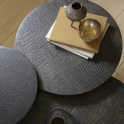 Table basse Luna - Lava Linear - Whisky - Ø 80 x h 35 cm