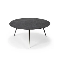 Table basse Luna en mineaux - noir - Ø 80 x h 35 cm
