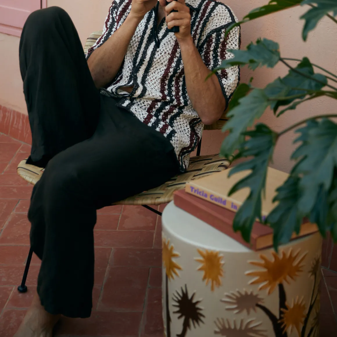 Table d'appoint Coastal en faïence - Ø 40 cm